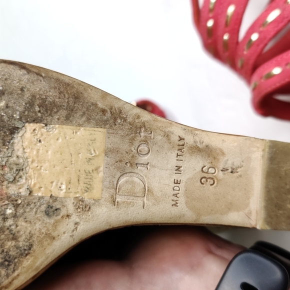 Christian Dior red leather wedge heels - Picture 7 of 10